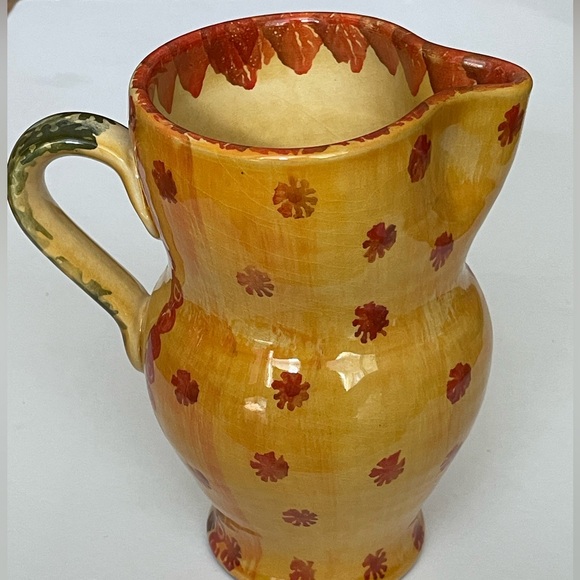 ITALIAN Artisan Hand Painted Glazed Clay Small Serving Pitcher Rooster Motif - Picture 5 of 10